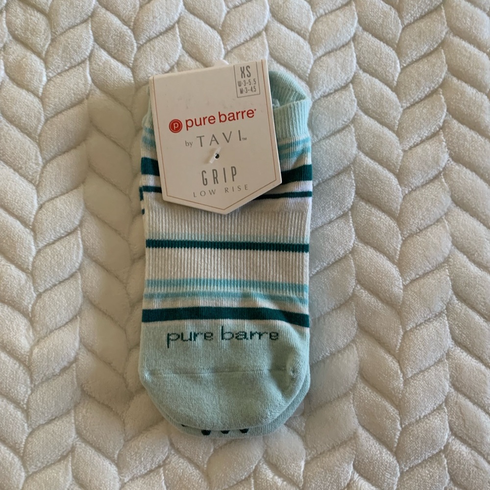 Pure Barre by Tavi Green, White, and Blue Colorful Low Rise Grip Socks [XS]